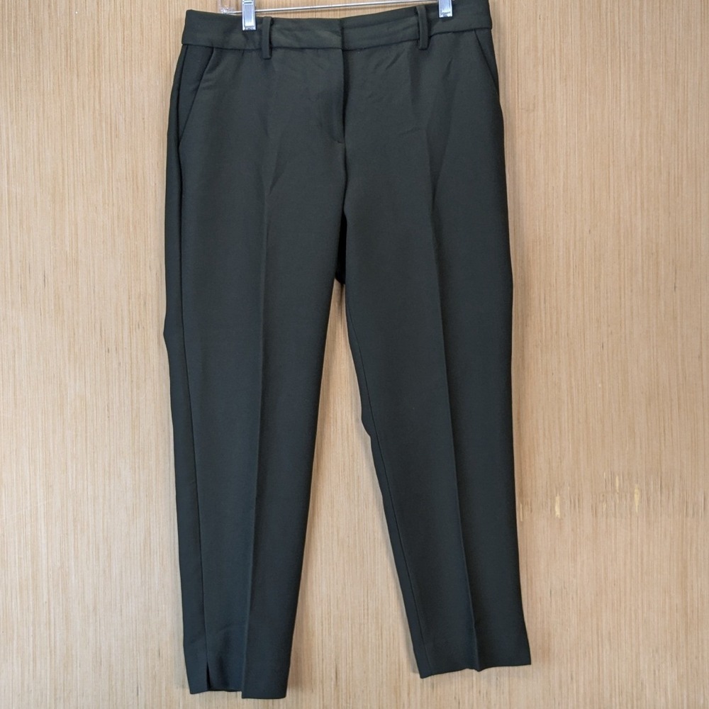 Talbots Hampshire Ankle Pants 8P Dark Academia Olive Green Stretch Straight Leg